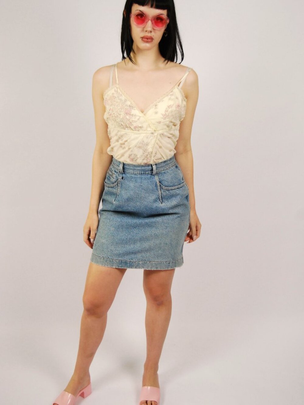 80s Banana Republic Denim Skirt (S) blue vintage pencil stone wash preppy chic